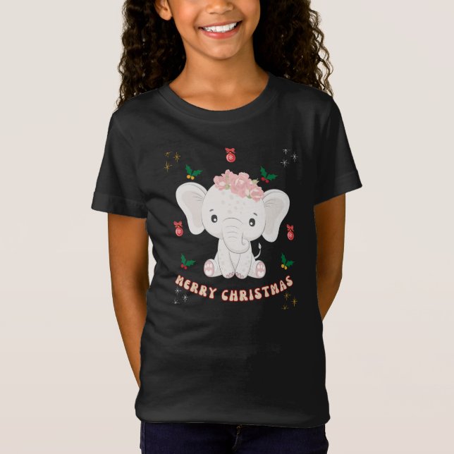 Camiseta Feliz Navidad, bebé elefante (Anverso)