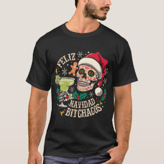Camiseta Feliz Navidad Bitchachos Funny Skull Español Merry