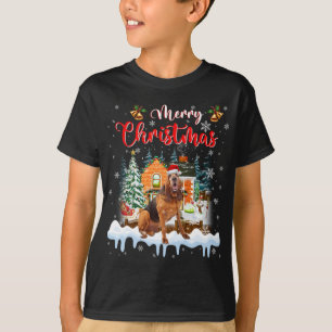 Camiseta Feliz Navidad Bloodhound Dog Santa Hat Ilumina Xm