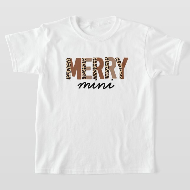 Camiseta "Feliz Navidad" Bloque de color moderno Leopard Bo (Distribución)