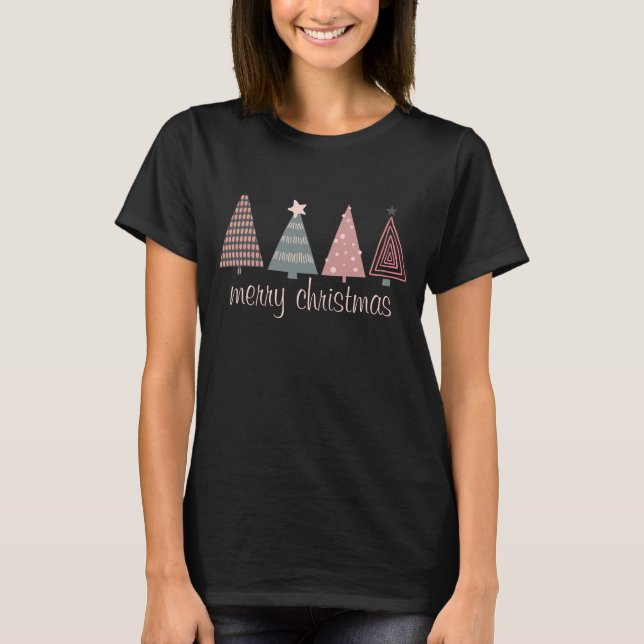 Camiseta Feliz Navidad Boho Trees Negro (Anverso)