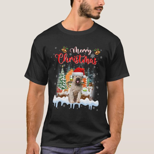 Camiseta Feliz Navidad Bouvier Des Flandres Santa Hat Lig (Anverso)