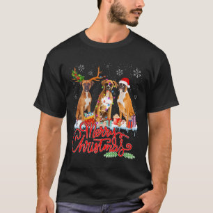 Camiseta Feliz Navidad Boxer Perro Santa Luz del Reno Xma