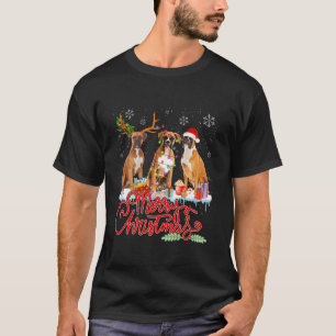 Camiseta Feliz Navidad Boxer Perro Santa Luz del Reno Xma