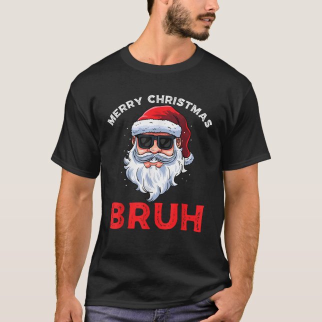 Camiseta Feliz Navidad Bruh Meme Diciendo divertida para He (Anverso)
