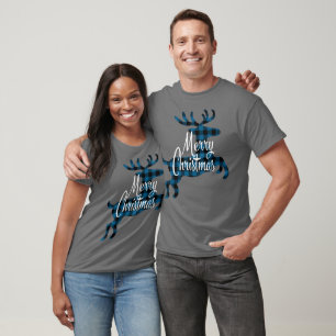 Camiseta Feliz Navidad Buck en Blue Black BuffalCheck