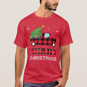 Camiseta Feliz Navidad Búfalo Árbol de Camión Rojo Navidad