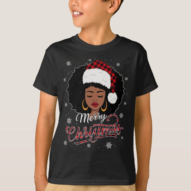 Camiseta Feliz Navidad Búfalo Jugado Reina Santa Afro Ame (Anverso)