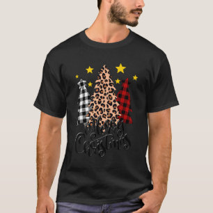 Camiseta Feliz Navidad Búfalo Pintado Árbol Leopardo Rojo H
