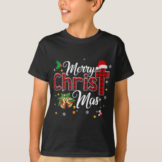 Camiseta Feliz Navidad Búfalo Plactado Cruz Roja Cristiana (Anverso)