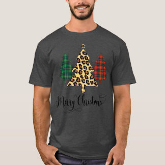 Camiseta Feliz Navidad Búfalo Plaid Leopard Xmas T