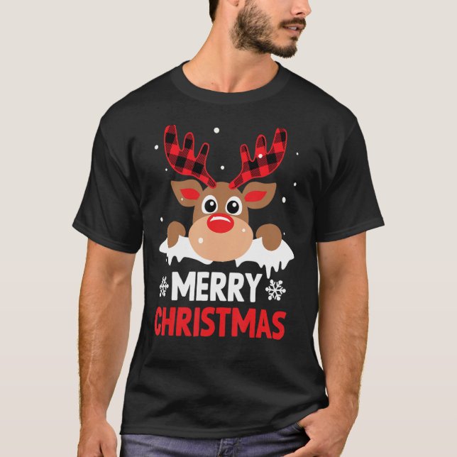 Camiseta Feliz Navidad Búfalo Ropa de reno Navidad Pajama (Anverso)