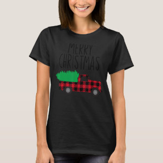 Camiseta Feliz Navidad Buffalo Árbol de Camión Red Plaid Fa
