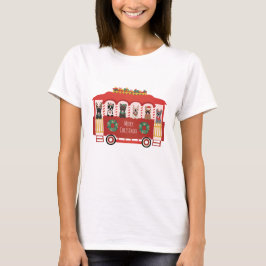 Camiseta Feliz Navidad Bulldoges franceses Holiday Trolly