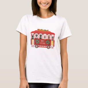 Camiseta Feliz Navidad Bulldoges franceses Holiday Trolly