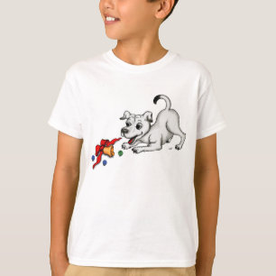 Camiseta Feliz Navidad! Cachorro con campana y bolas