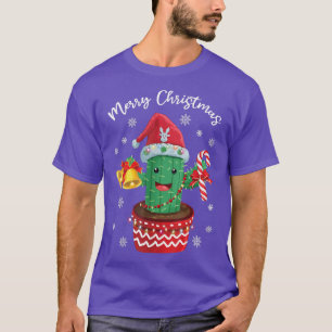 Camiseta Feliz Navidad Cactus Santa Hat Candy F