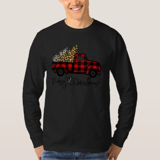 Camiseta Feliz Navidad Camion a Cuadros Rojos Con Arbol De