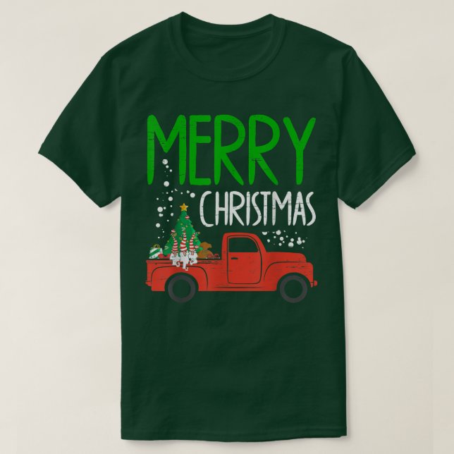 Camiseta Feliz Navidad Camión Árbol de Navidad Gnome vacaci (Diseño del anverso)