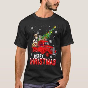 Camiseta Feliz Navidad Camión de recogida roja Navidad Árbo