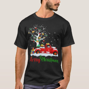 Camiseta Feliz Navidad Camión Rojo Árbol de Navidad Luces F