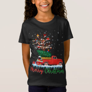 Camiseta Feliz Navidad Camión Rojo Árbol de Navidad Luces S