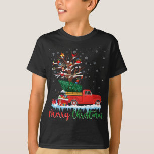 Camiseta Feliz Navidad Camión Rojo Árbol de Navidad Luces S