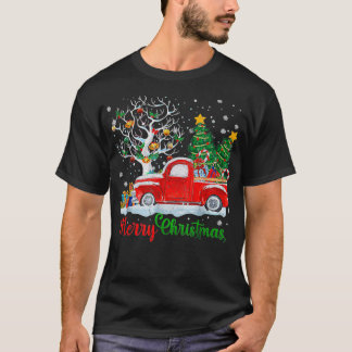 Camiseta Feliz Navidad Camión Rojo Árbol de Navidad Luces S