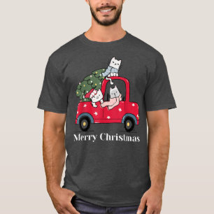 Camiseta Feliz Navidad Camión Rojo Gato Lover Pajama