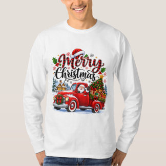 Camiseta Feliz Navidad Camión Rojo Vintage Árbol de Navidad