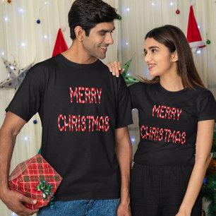 Camiseta Feliz Navidad Candy Cane Font