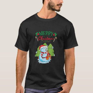 Camiseta Feliz Navidad Candy Cane Snowman Saxofhone Playas