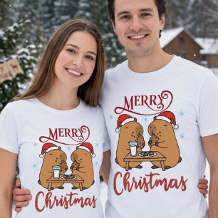 Camiseta Feliz Navidad Capybara Amante de los Animales 