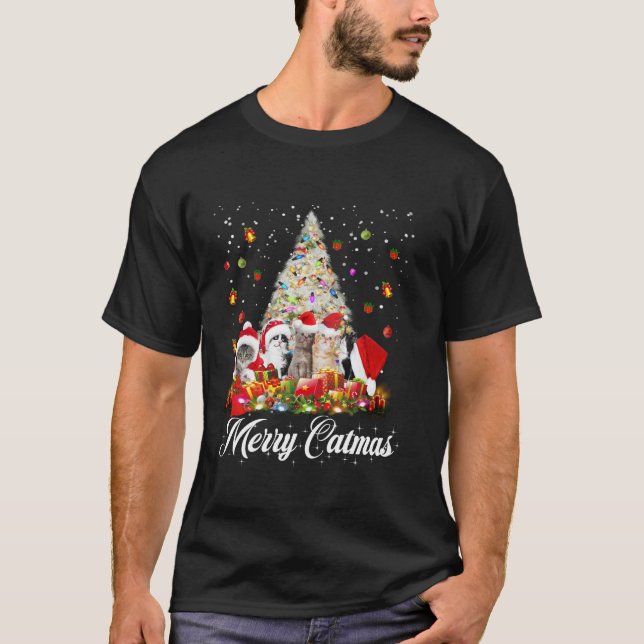 Camiseta Feliz Navidad Cats navideños Graciosos (Anverso)