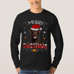 Camiseta Feliz Navidad Chocolate Lab Perro Santa Hat Xmas P