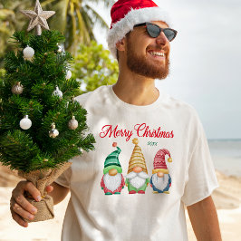 Camiseta Feliz Navidad Colorful Watercolor Garden Gnomes