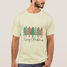 Camiseta Feliz Navidad - Coloridos árboles con patrones