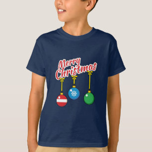 Camiseta Feliz Navidad con bolas colgadas