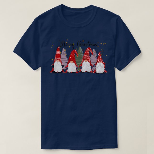 Camiseta Feliz Navidad con cuatro gnomes banales (Diseño del anverso)