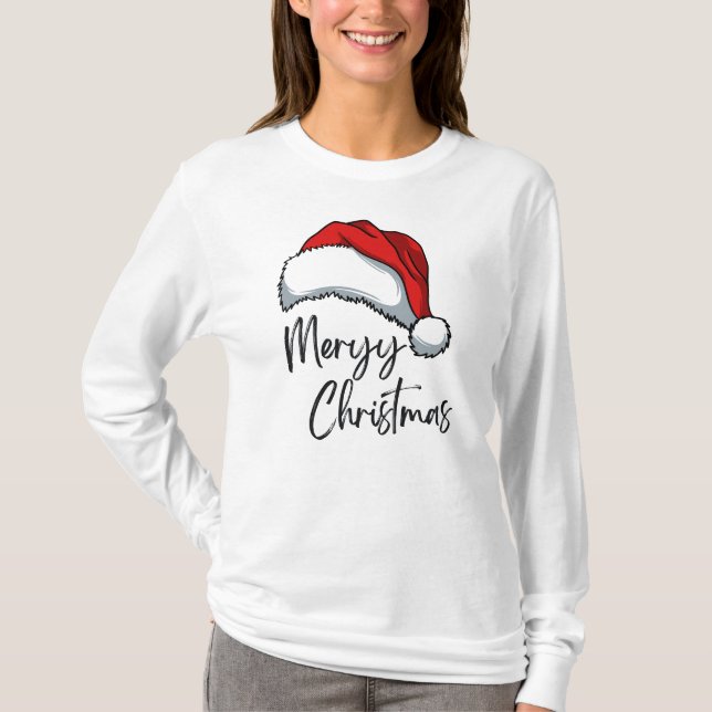 Camiseta Feliz navidad con diseño de Santa Hat (Anverso)