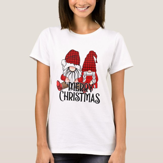 Camiseta Feliz Navidad con dos lindos gnomos (Anverso)
