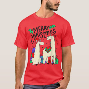 Camiseta Feliz Navidad con este lindo lama, llama