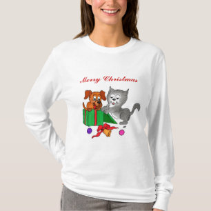 Camiseta Feliz Navidad con gato y pipa