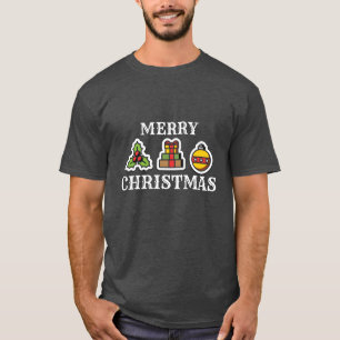 Camiseta Feliz Navidad con Holly, regalos y adorno