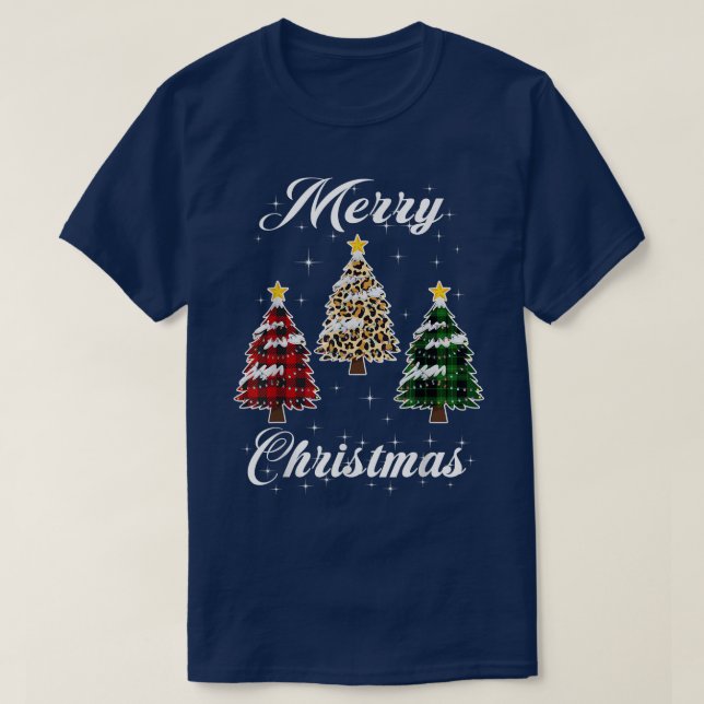Camiseta Feliz Navidad Con Pino De Árboles De Buffalo (Diseño del anverso)