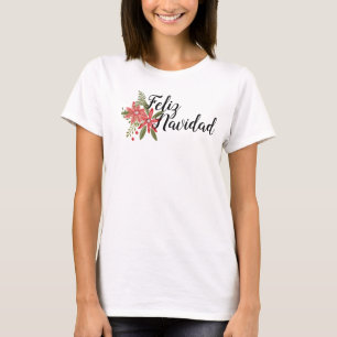 Camiseta Feliz Navidad con Poinsettias