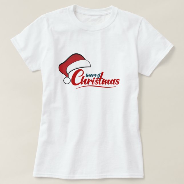 Camiseta Feliz Navidad con Santa Hat (Diseño del anverso)