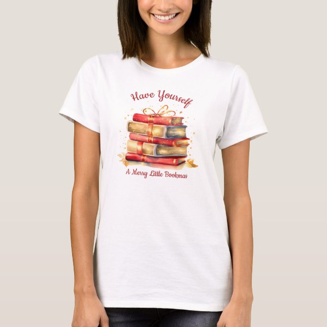 Camiseta Felíz Navidad con un pequeño Bookmas (Anverso)