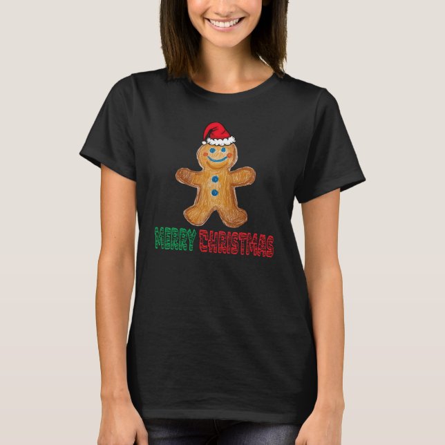 Camiseta Feliz Navidad, Cookie del Hombre del Gingerbread (Anverso)