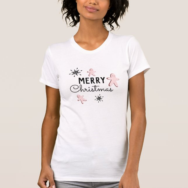 Camiseta Feliz Navidad Cookie Gingerbread Rosa (Anverso)